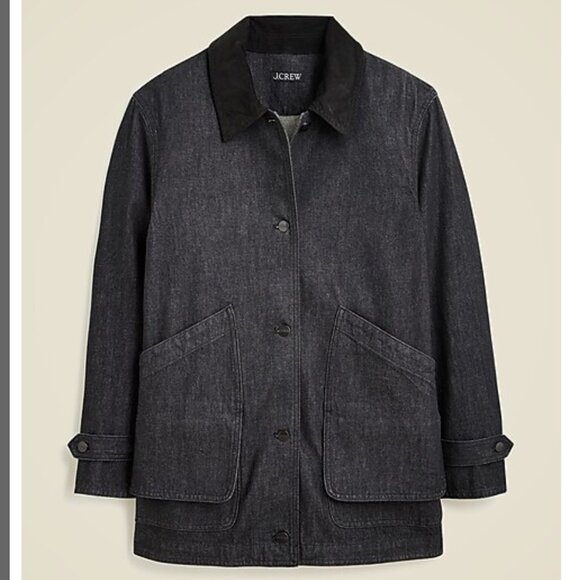 J.Crew Relaxed Barn Jacket in black denim - Picture 1 of 4